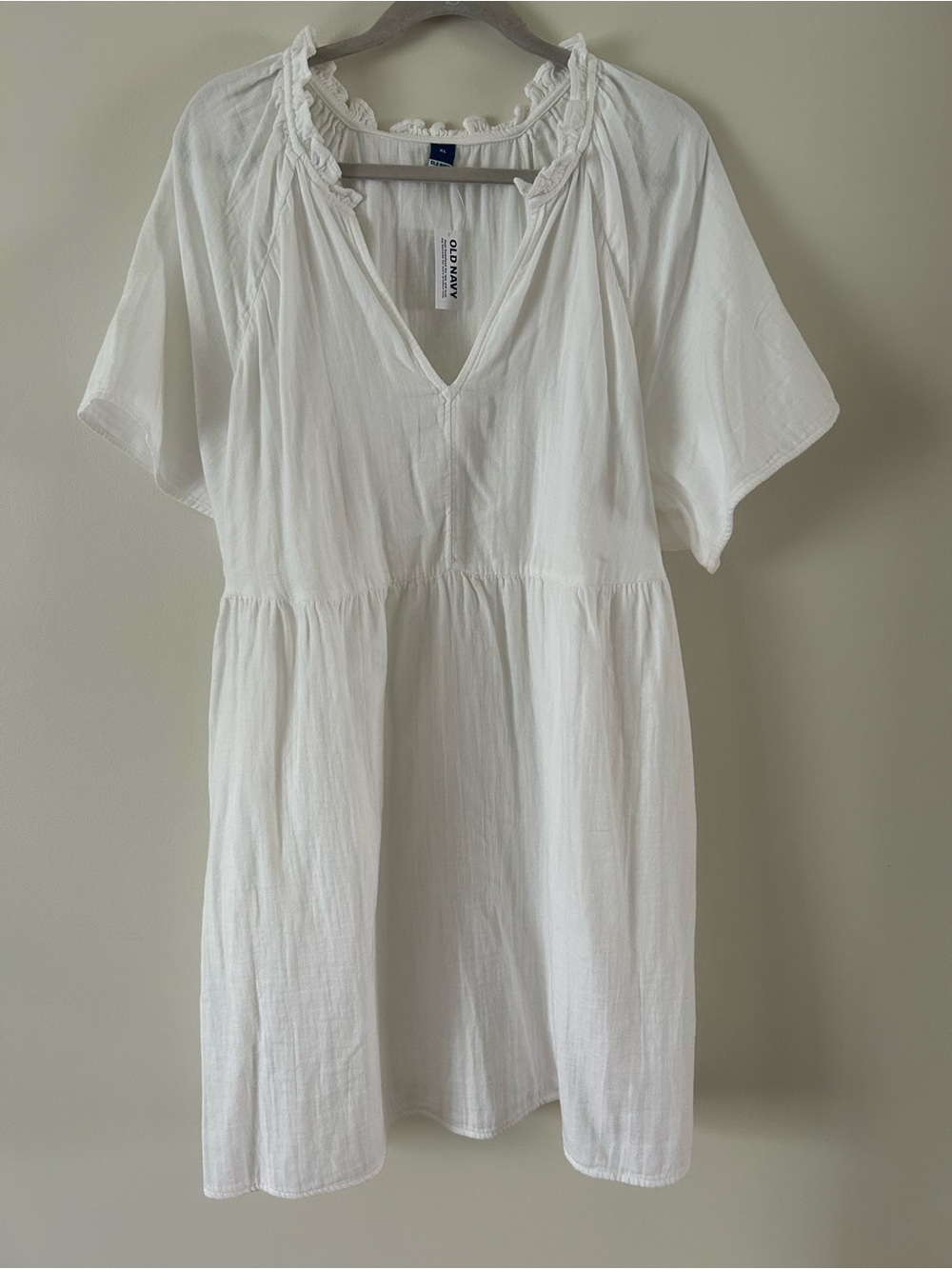 Old Navy White Ruffle-Trim V-Neck Dress